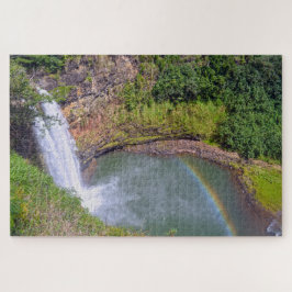 Rainbow at Wailua Falls, Kauai, Hawaii Puzzle