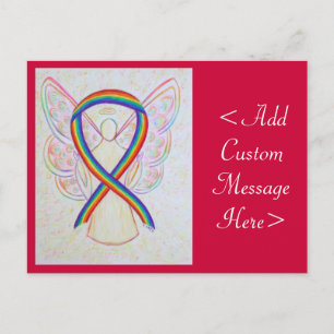 Rainbow Awareness Ribbon Angel Custom Postcard Postkarte