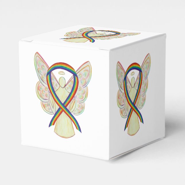 Rainbow Awareness Ribbon Angel Gastgeschenk Box Geschenkschachtel (Vorderseite)