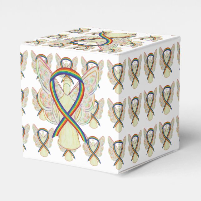 Rainbow Awareness Ribbon Angel Gastgeschenk Box Geschenkschachtel (Vorderseite)