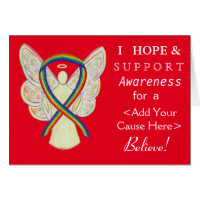 Rainbow Awareness Ribbon Custom Ursache Engel Card