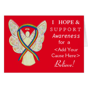 Rainbow Awareness Ribbon Custom Ursache Engel Card