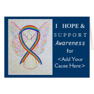 Rainbow Awareness Ribbon Custom Ursache Engel Card