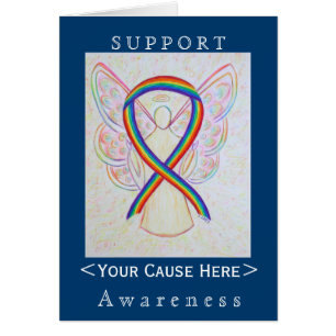 Rainbow Awareness Ribbon Engel Customized Card