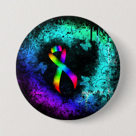 Rainbow Awareness Ribbon Grunge Herz Pinback Hinte Button