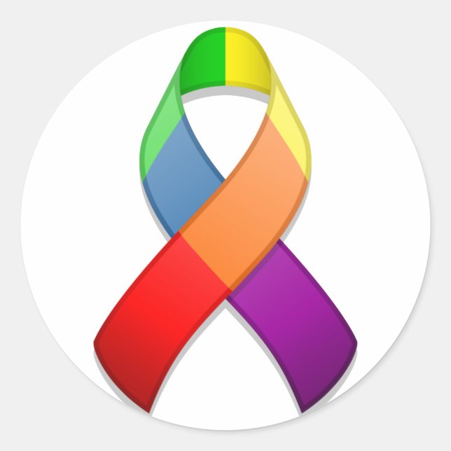Rainbow Awareness Ribbon II Round Sticker (Vorderseite)