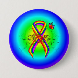 Rainbow Awareness Ribbon mit Butterfly Button