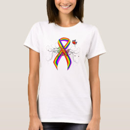 Rainbow Awareness Ribbon mit Butterfly T-Shirt