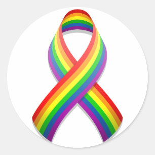Rainbow Awareness Ribbon Round Sticker