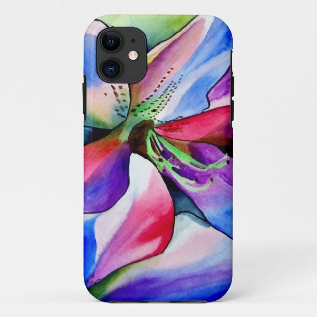 Rainbow Azalea Blume Original Aquarellmalerei Case-Mate iPhone Hülle (Rückseite)