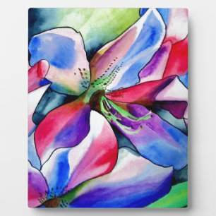 Rainbow Azalea Blume Original Aquarellmalerei Fotoplatte