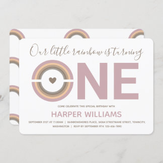 Rainbow Baby 1. Geburtstag Einladung