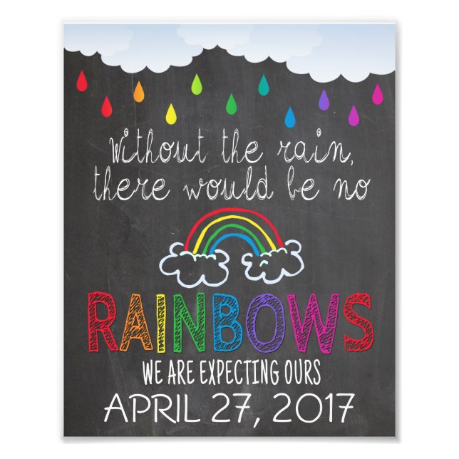 Rainbow Baby Announcement Foto Prop Sign, 8 x 10 (Vorne)