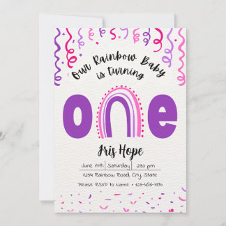 Rainbow Baby Birthday Einladung