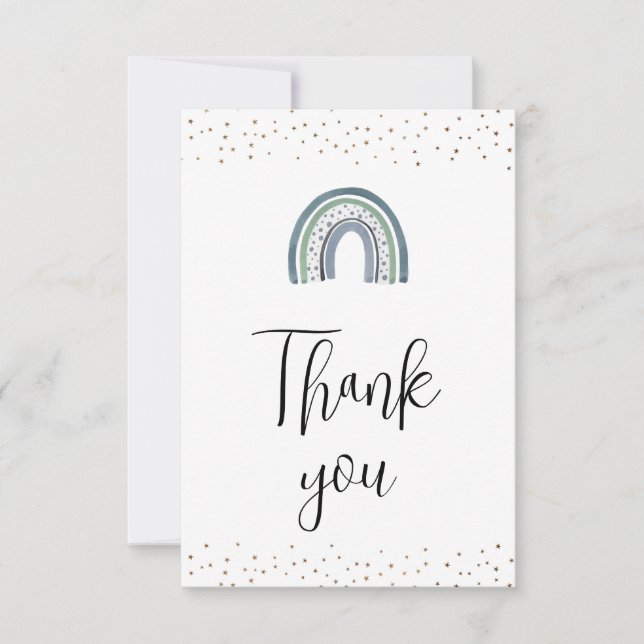 Rainbow Baby Boy Showdusche Danke Karte (Vorderseite)