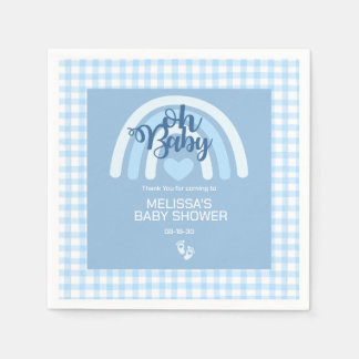 Rainbow Baby Boys Personalisiertes blaues Herz Serviette
