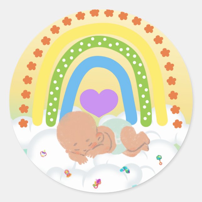 Rainbow Baby Brown Neugeborene Hefe Gelbe Aufklebe Runder Aufkleber (Vorderseite)
