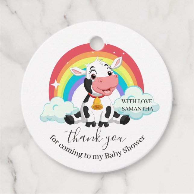 Rainbow Baby Cow Vielen Dank für Ihre Unterstützun Geschenkanhänger (Vorderseite)