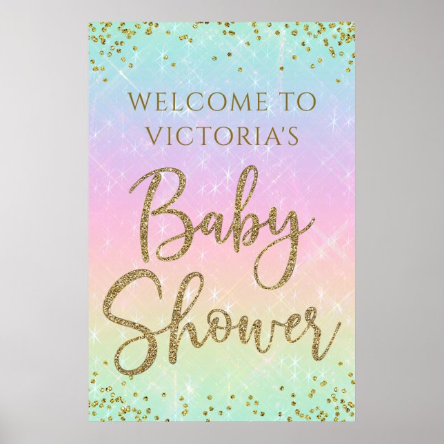 Rainbow Baby Dusche Begrüßungszeichen Poster (Vorne)