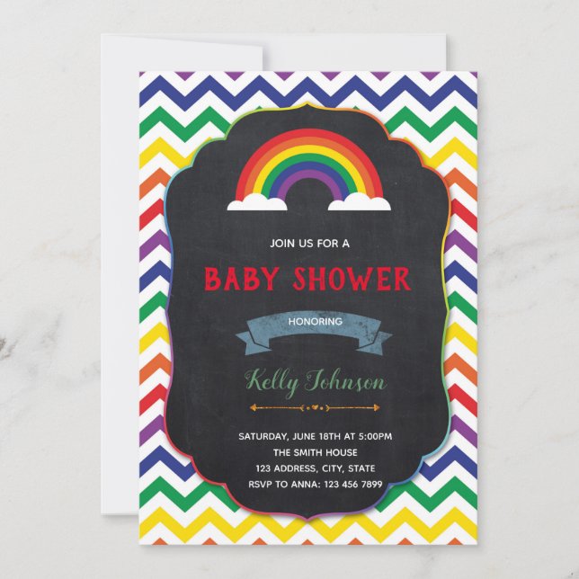 Rainbow Baby Dusche Einladung (Vorderseite)