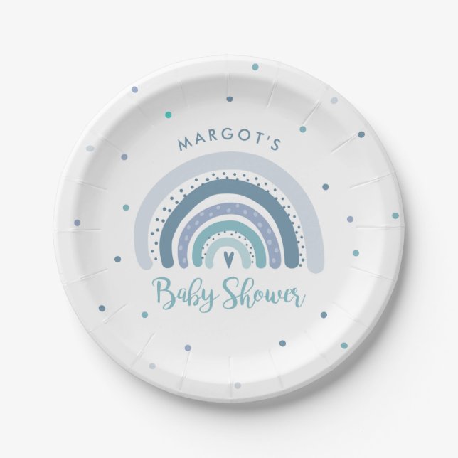 Rainbow Baby Dusche Mute Pastel Rainbow Pappteller (Vorderseite)