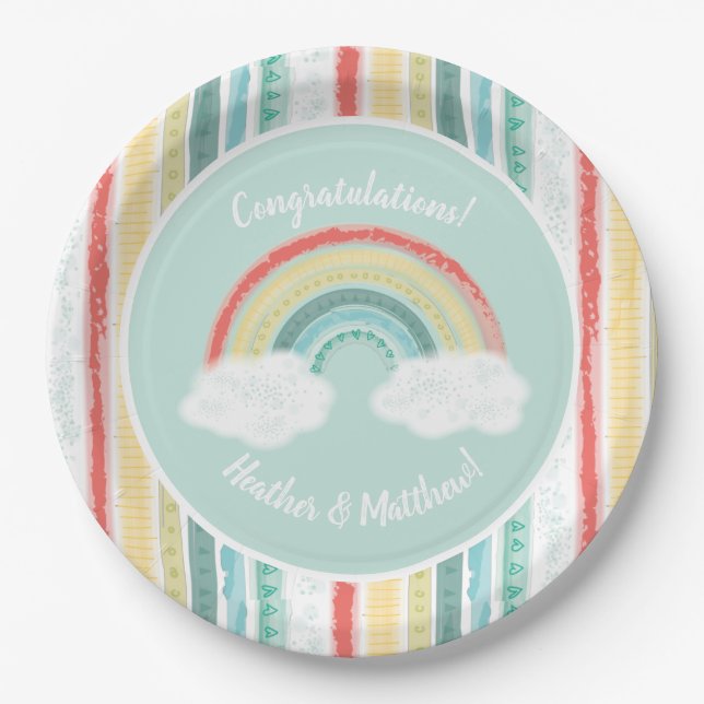 Rainbow Baby Dusche Pappteller (Vorderseite)