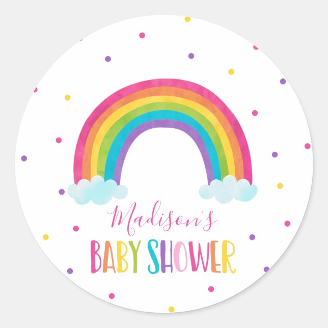Rainbow Baby Dusche Runder Aufkleber (Vorderseite)