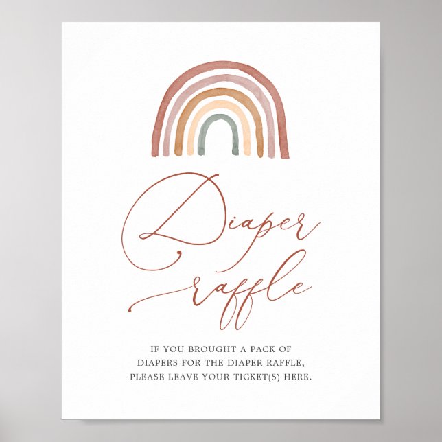 Rainbow Baby Dusche Windeln Raffle Schild (Vorne)