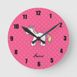 Rainbow baby einhorn rosa Polka Punkte Runde Wanduhr