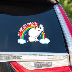 Rainbow Baby Elephant Baby On Board Car Sticker