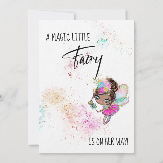 *~* Rainbow Baby Fairy Magic Shower Einladung (Vorderseite)