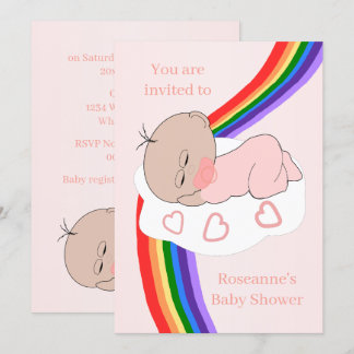 Rainbow Baby Girl Baby Dusche Einladung
