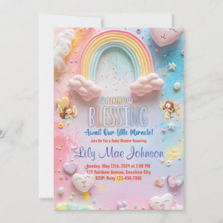 Rainbow Baby Girl Dusche Einladung