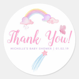 Rainbow Baby Girl Dusche Vielen Dank Runder Aufkleber