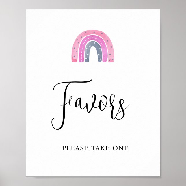 Rainbow Baby Girl Favors Baby Shower Sign Poster (Vorne)
