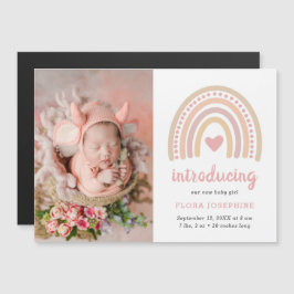 Rainbow Baby Girl Foto Birth Announcement Magnet