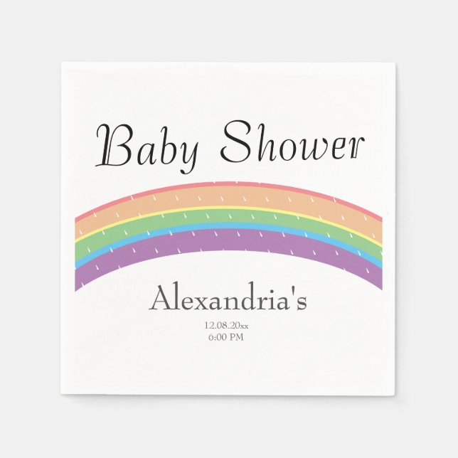 Rainbow Baby Girl oder Junge Baby Dusche Party Serviette (Vorderseite)