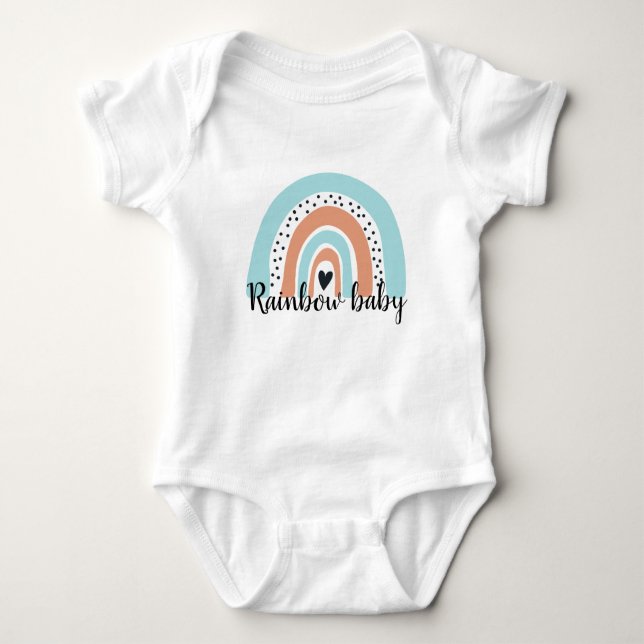 Rainbow Baby Heart Blue Peach Baby Strampler (Vorderseite)