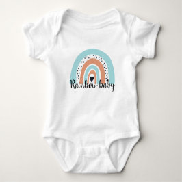Rainbow Baby Heart Blue Peach Strampler