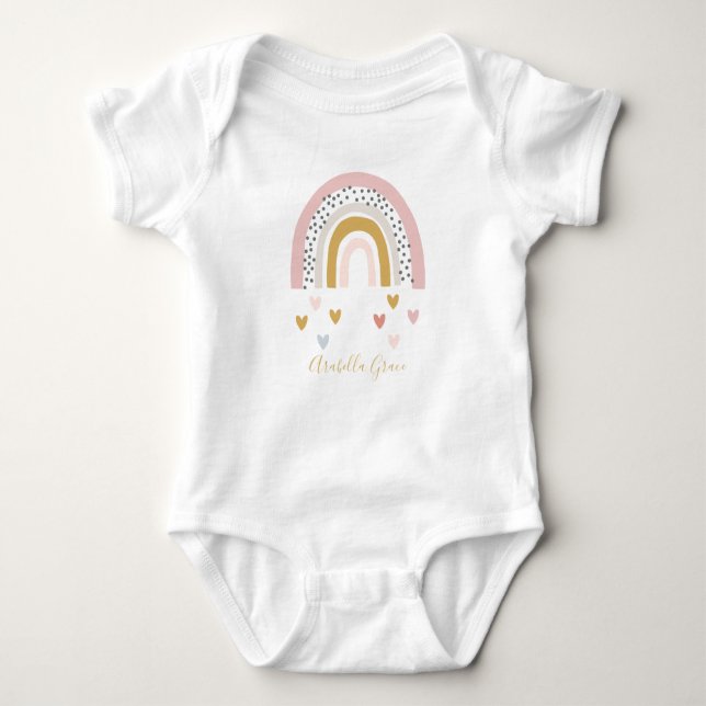 Rainbow Baby Name Hearts Baby Strampler (Vorderseite)