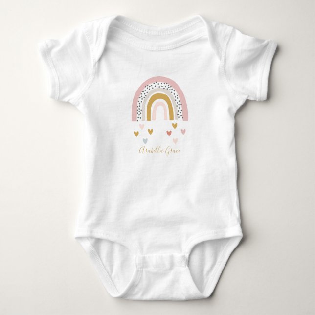 Rainbow Baby Name Hearts Strampler (Vorderseite)