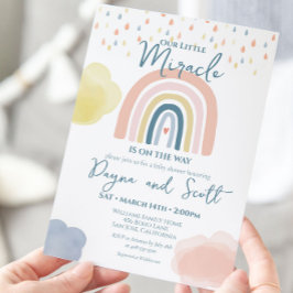 Rainbow Baby Pastel Clouds Boho Raindrops Dusche Einladung