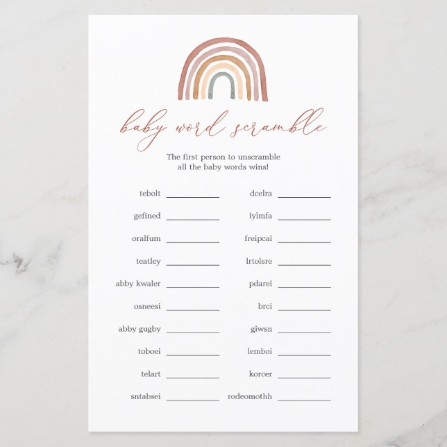 Rainbow Baby Shooter Word Scramble Game (Vorderseite)
