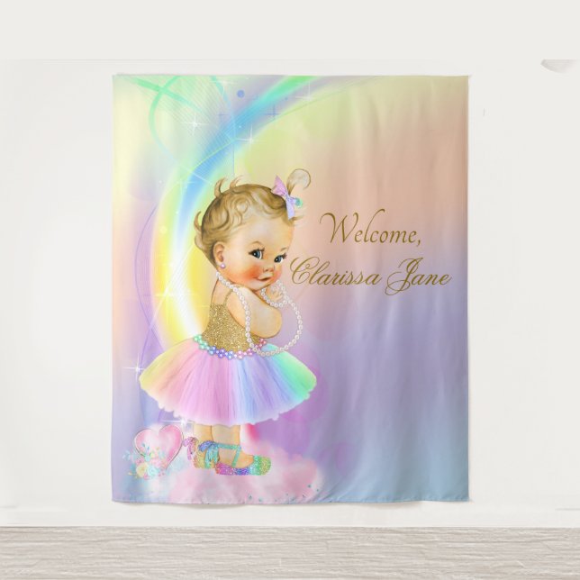Rainbow Baby Showdown Hintergrund Banner Blonde Gi Wandteppich (Vorderseite)