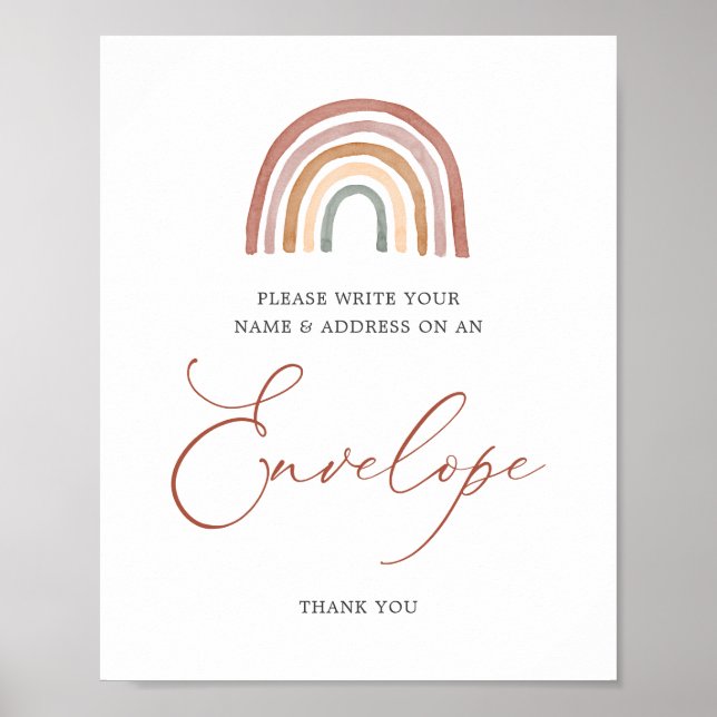 Rainbow Baby Shower Address Envelope Sign Poster (Vorne)