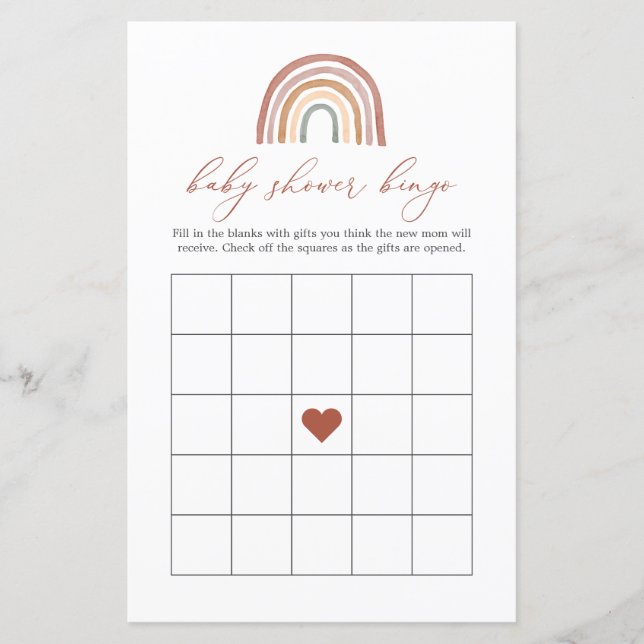 Rainbow Baby Shower Bingo Game (Vorderseite)