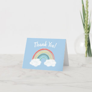 Rainbow Baby Shower Blue Boy Dankeskarte