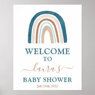 Rainbow Baby Shower Boy Begrüßungszeichen Poster