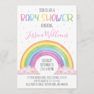 Rainbow Baby Shower Einladung, Girl Baby Shower Einladung
