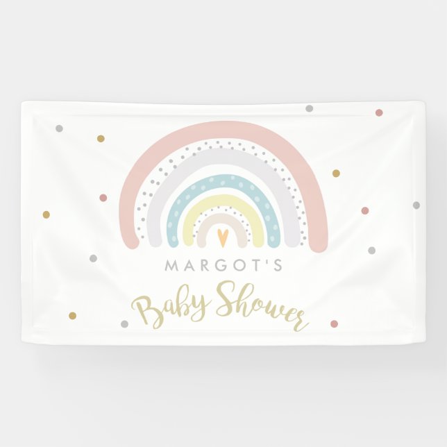 Rainbow Baby Shower Gender Neutral Rainbow Willkom Banner (Horizontal)